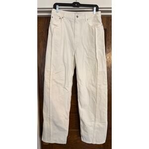 TIBI Tuck Jean Regular White Wide Leg Barrel Leg Long Minimalist Size 27